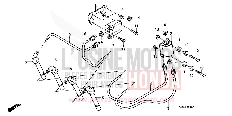 IGNITION COIL for CBF1000 ABS PEARL SIENA RED (R320) from 2010